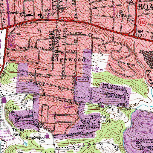 Topographic Map of Edgewood, VA