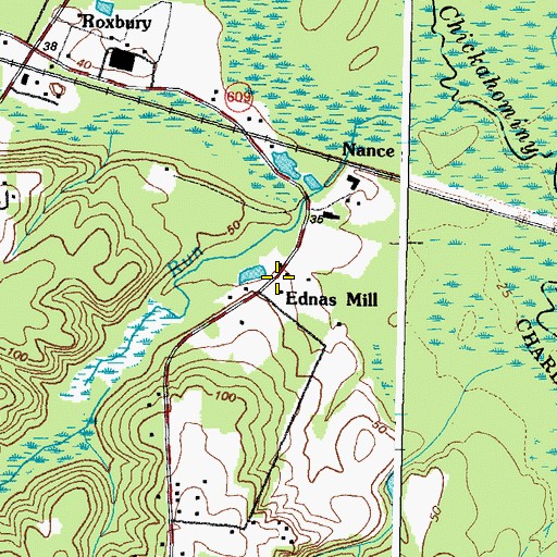 Topographic Map of Ednas Mill, VA