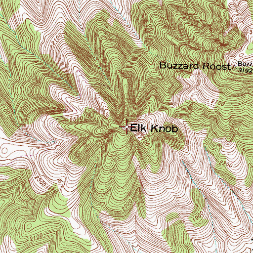 Topographic Map of Elk Knob, VA