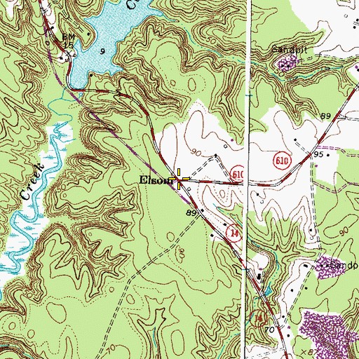 Topographic Map of Elsom, VA