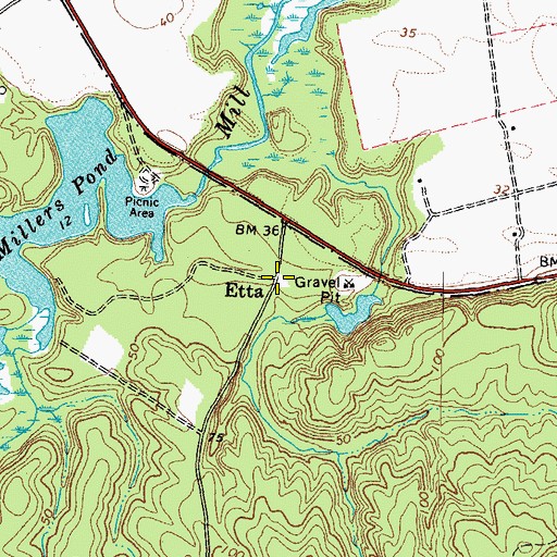 Topographic Map of Etta, VA
