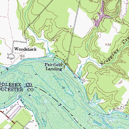 Topographic Map of Fairfield Landing, VA