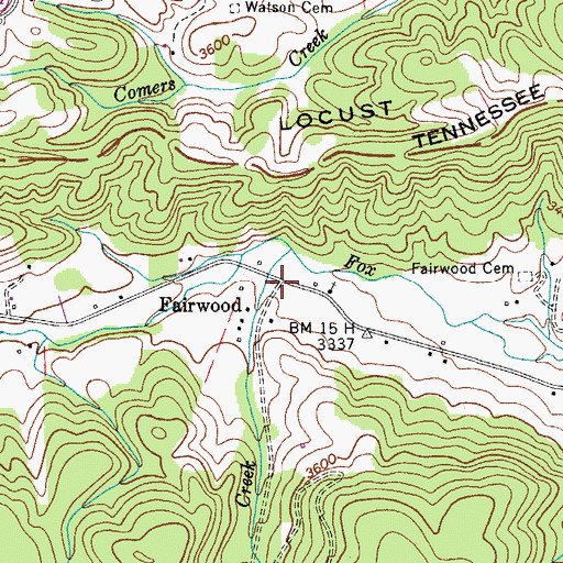 Topographic Map of Fairwood, VA