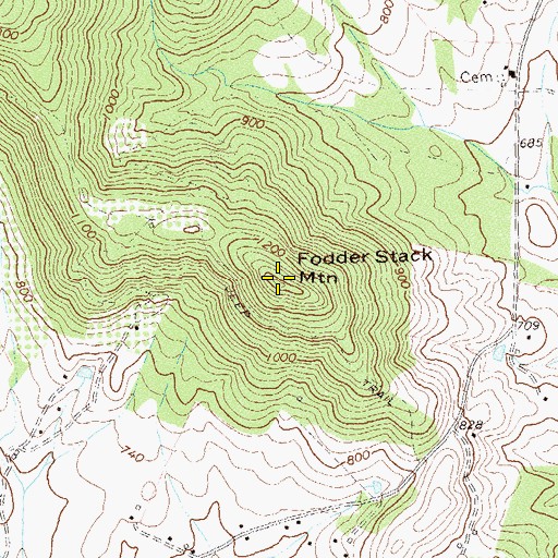 Topographic Map of Fodder Stack Mountain, VA