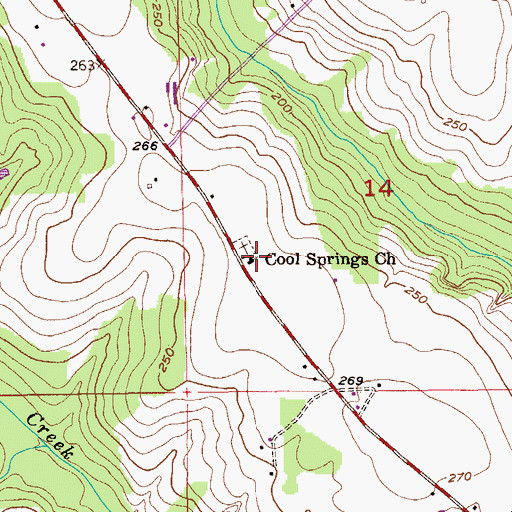 Topographic Map of Cool Springs Baptist Church, AL