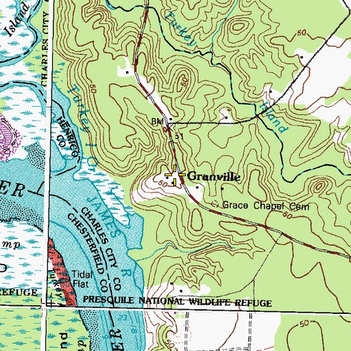 Topographic Map of Granville, VA