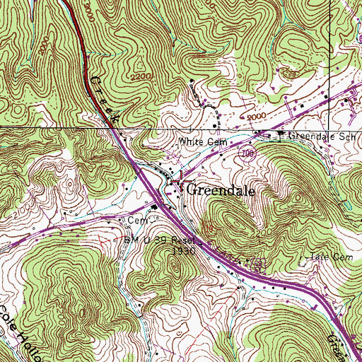 Topographic Map of Greendale, VA