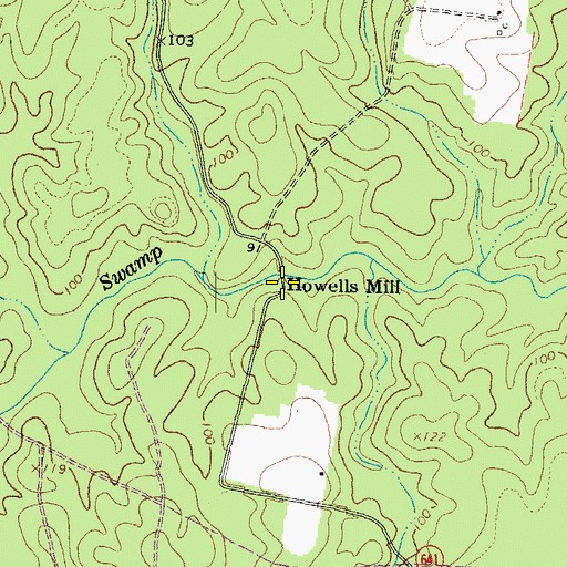 Topographic Map of Howells Mill, VA