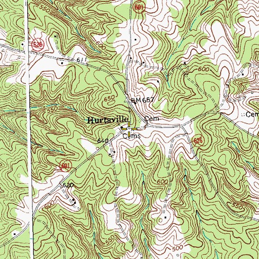 Topographic Map of Hurtsville, VA