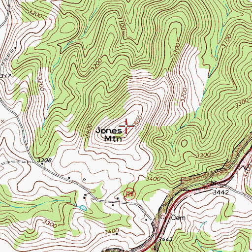 Topographic Map of Jones Mountain, VA