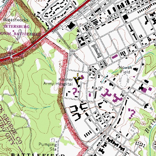 Topographic Map of Kenner Army Health Clinic, VA