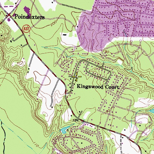 Topographic Map of Kingswood Court, VA