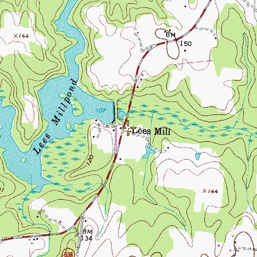 Topographic Map of Lees Mill, VA