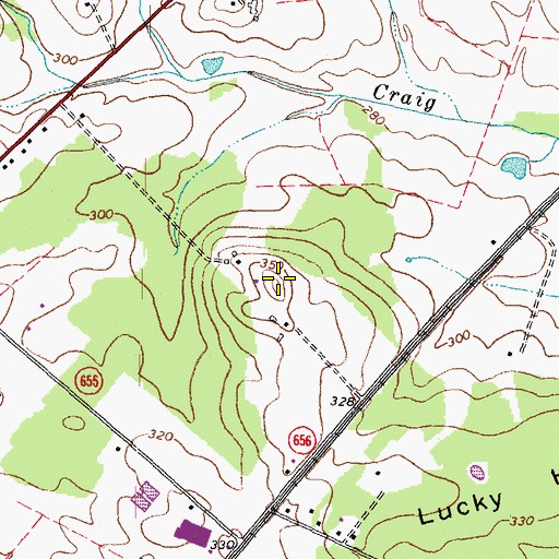 Topographic Map of Lucky Hill, VA