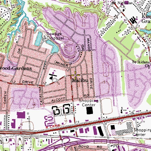 Topographic Map of Malibu, VA