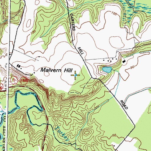 Topographic Map of Malvern Hill, VA