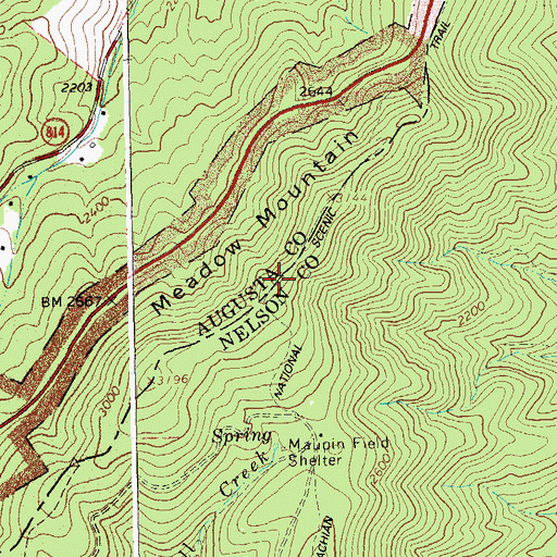 Topographic Map of Meadow Mountain, VA