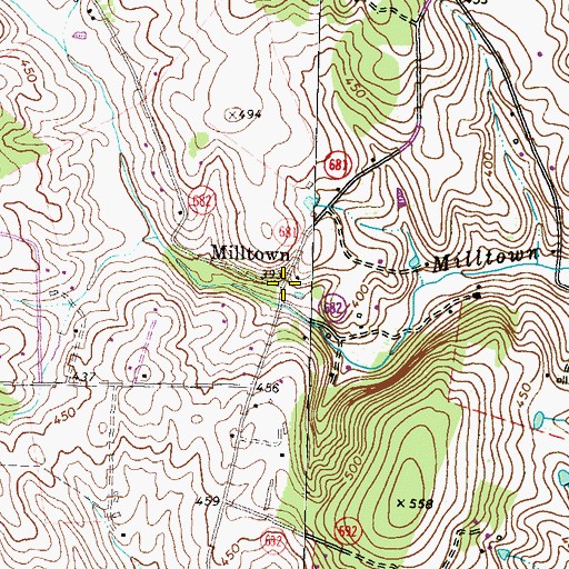 Topographic Map of Milltown, VA
