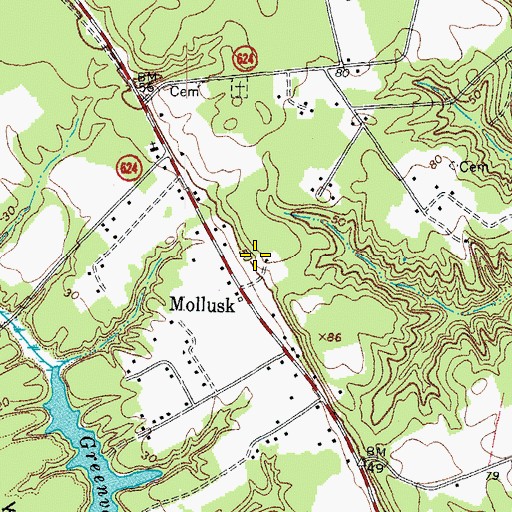 Topographic Map of Mollusk, VA