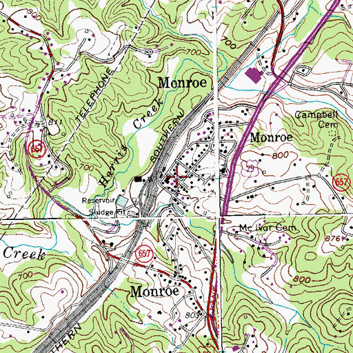 Topographic Map of Monroe, VA