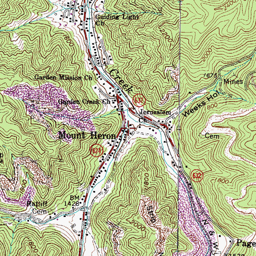 Topographic Map of Mount Heron, VA