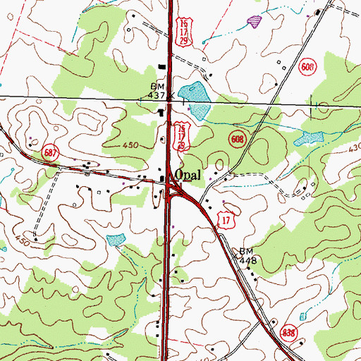 Topographic Map of Opal, VA