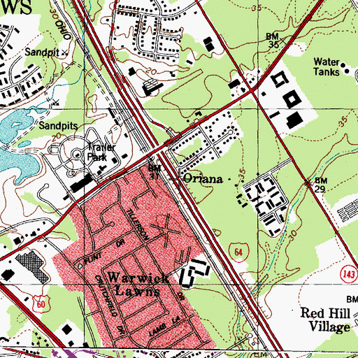 Topographic Map of Oriana, VA