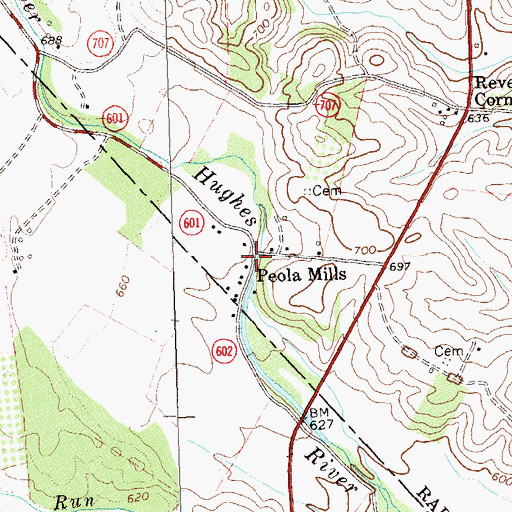 Topographic Map of Peola Mills, VA