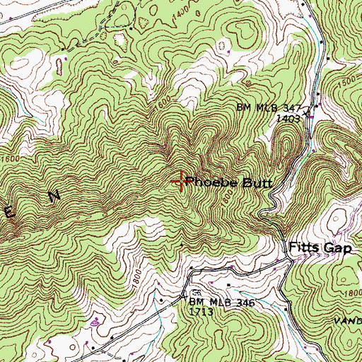 Topographic Map of Phoebe Butt, VA