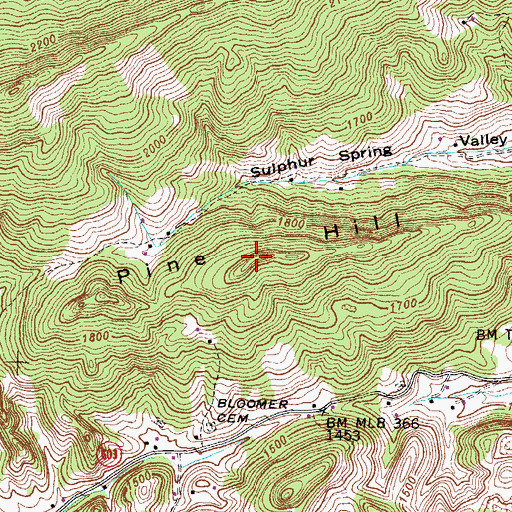 Topographic Map of Pine Hill, VA