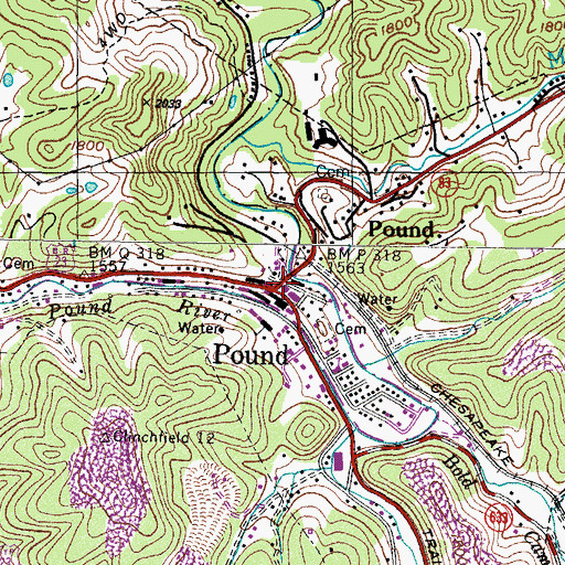 Topographic Map of Pound, VA