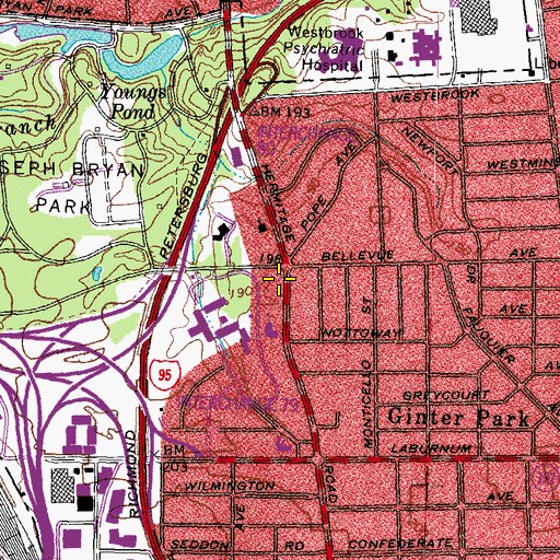 Topographic Map of Memorial Medical Center, VA