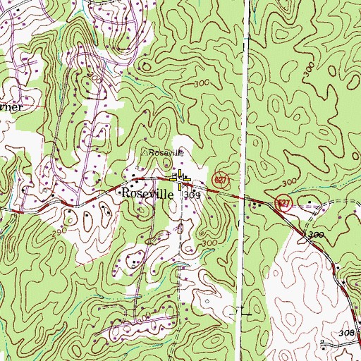 Topographic Map of Roseville, VA