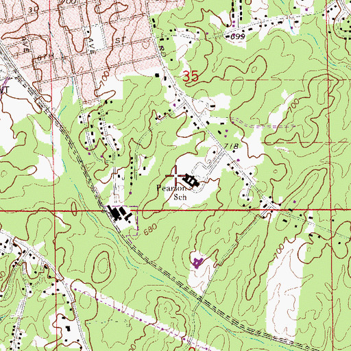 Topographic Map of Jim Pearson Junior High School, AL