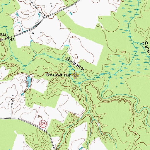 Topographic Map of Round Hill, VA