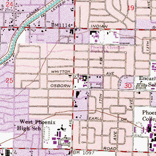 Topographic Map of Saint Gregory Catholic School, AZ