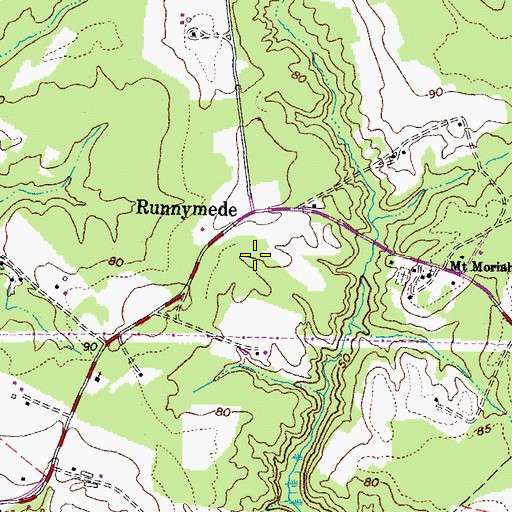Topographic Map of Runnymede, VA
