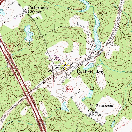 Topographic Map of Ruther Glen, VA
