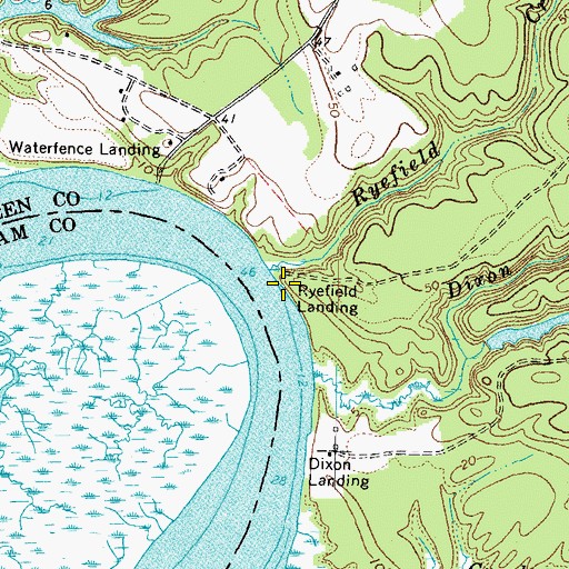 Topographic Map of Ryefield Landing, VA