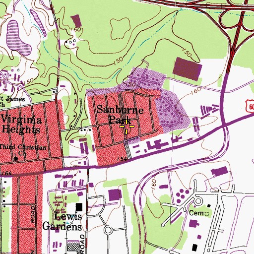 Topographic Map of Sanburne Park, VA