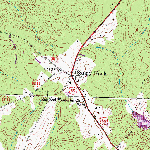 Topographic Map of Sandy Hook, VA