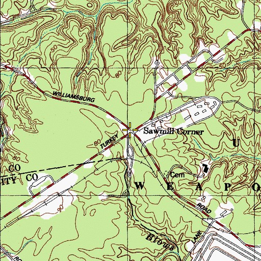 Topographic Map of Sawmill Corner, VA