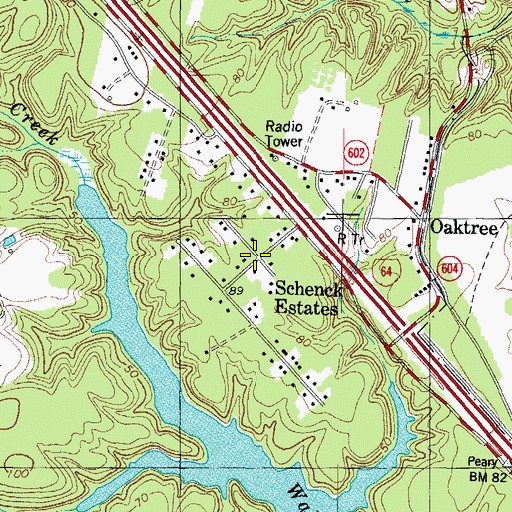 Topographic Map of Schenck Estates, VA