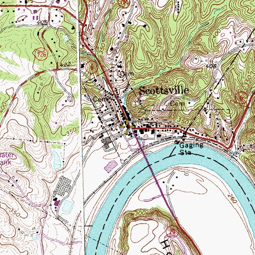 Topographic Map of Scottsville, VA