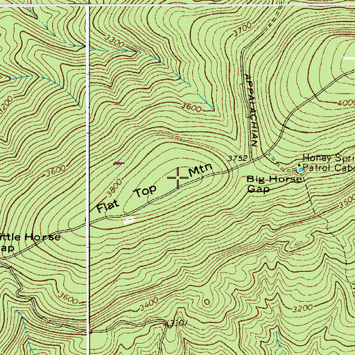 Topographic Map of Flat Top Mountain, VA