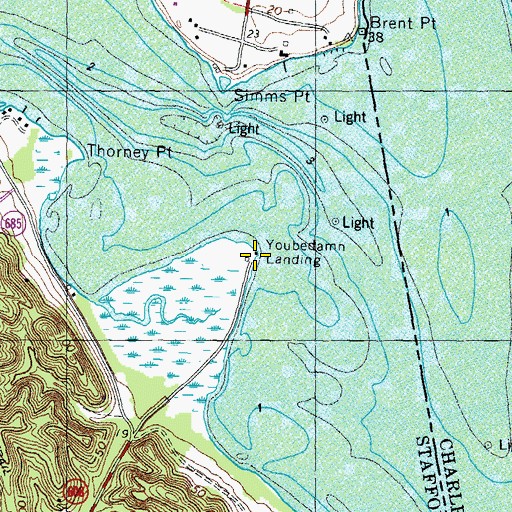 Topographic Map of Youbedamn Landing, VA