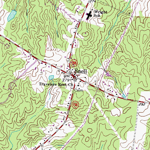 Topographic Map of Snell, VA
