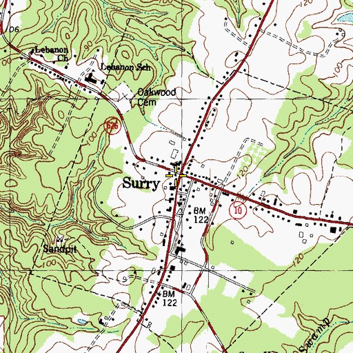 Topographic Map of Surry, VA