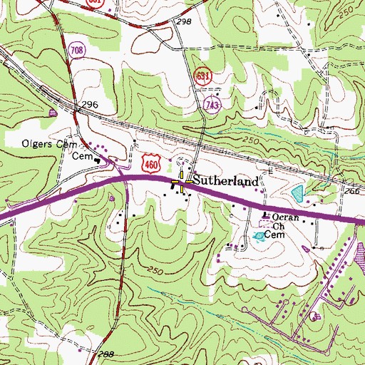 Topographic Map of Sutherland, VA