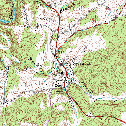 Topographic Map of Sylvatus, VA